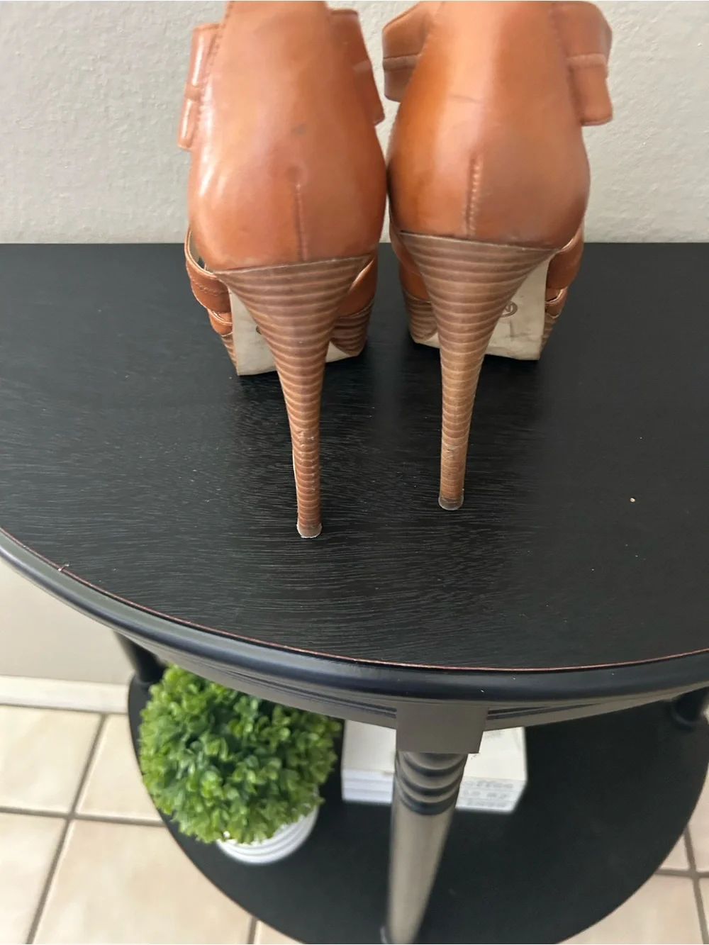 MICHAEL Michael Kors Brown Leather Zip-Front Platform Heels